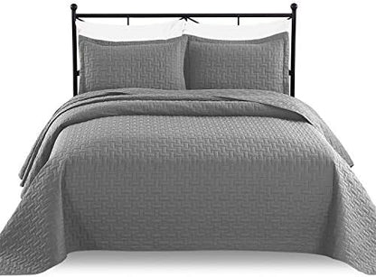  Luxe Bedding 3-Piece Oversized Quilted Bedspread Coverlet Set (King/Calking, WAVA/Navy)