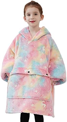  NOUKOW Wearable Blanket Hoodie Oversized Sherpa Blanket Sweatshirt Flannel Sweater Blanket With Large Pocket