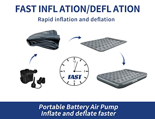  Polyester Pongee Full Camping Air Mattress Built In Pillow Blow Up Bed With 2 Inflatable Pump Home Portable Travel Hiking Airbed Easy To Inflate Quick To Set Up