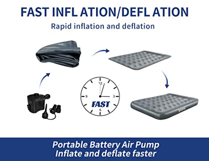  Polyester Pongee Full Camping Air Mattress Built In Pillow Blow Up Bed With 2 Inflatable Pump Home Portable Travel Hiking Airbed Easy To Inflate Quick To Set Up