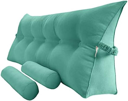  Peachwell Triangular Reading Bed Rest Pillow Large Bolster Cushion Headboard Backrest Wedge Pillow With Two Detachable Roll Pillows For Neck & Lumbar Support (Grey, Queen: 59 X 8 X 20 Inches)