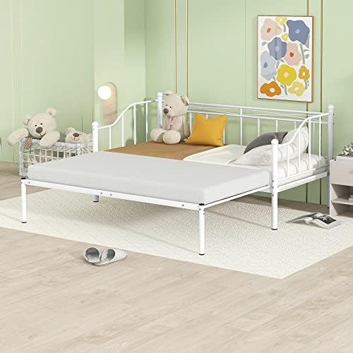  Twin Size Metal Daybed With Trundle, Daybed With Slat No Box Required, Noise Free, For Bedroom Living Room - Pink