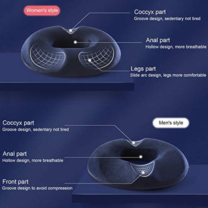  LittleJimmy Donut Pillow, Large Seat Cushion For Relief Tailbone Pain, Hemmoroid Treatment, Bed Sores, Prostate, Coccyx, Sciatica, Pregnancy, Postpartum, Ergonomic Design (Velour Cover For Male)