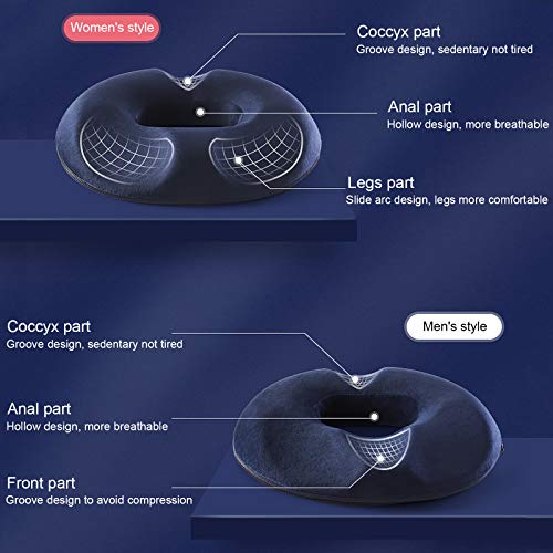  LittleJimmy Donut Pillow, Large Seat Cushion For Relief Tailbone Pain, Hemmoroid Treatment, Bed Sores, Prostate, Coccyx, Sciatica, Pregnancy, Postpartum, Ergonomic Design (Velour Cover For Male)