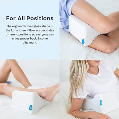  Luna [Memory Foam Pillows Knee Pillow Knee Leg Positioner Pillows Orthopedic Pillow | Knee Pillow For Side Sleepers Lower Back Hip Pain Cooling Pillow Wedge Pillow | Side Sleeper Pillows For Adults
