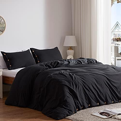  Queen Size Duvet Cover Set With Buttons Closure Olive Green, 3 Pieces Solid Color Ultra Soft Skin-Friendly Comforter Cover Set (1 Duvet Cover +2 Pillowcases)