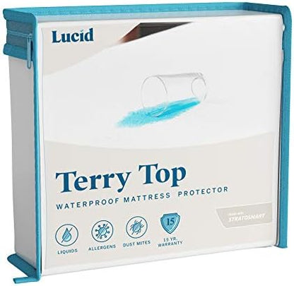  Premium Hypoallergenic 100% Waterproof Mattress Protector - Universal Fit, Cotton Terry Top, Full, White