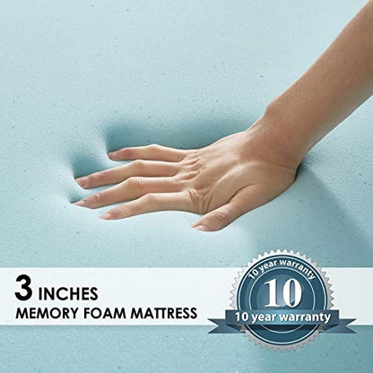  3 Inch Gel Infused Memory Foam Mattress Topper Queen Size, High Density Cooling Ventilated Design Memory Foam Bed Toppers-Ultra Plush Mattress Toppers With Bamboo Cover