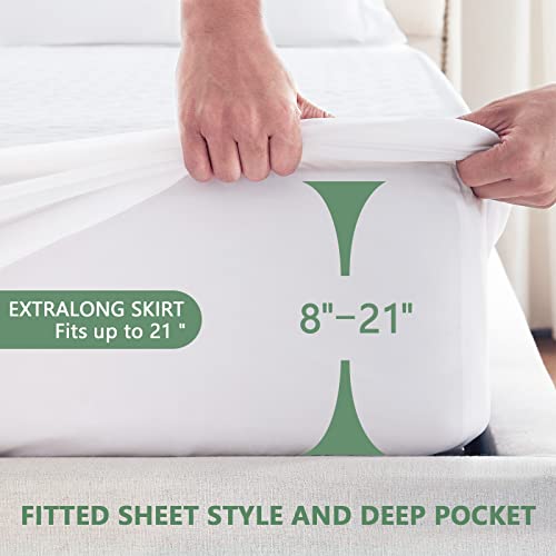  Remium 100% Waterproof Mattress Protector Queen Size Bed Bamboo Mattress Cover Breathable 3D Air Fabric Cooling Mattress Pad Cover Smooth Soft Noiseless Washable, 8''-21'' Deep Pocket