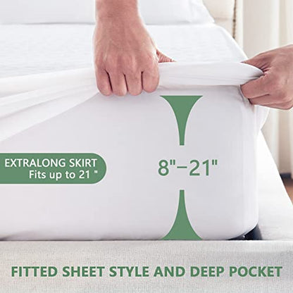  Remium 100% Waterproof Mattress Protector Queen Size Bed Bamboo Mattress Cover Breathable 3D Air Fabric Cooling Mattress Pad Cover Smooth Soft Noiseless Washable, 8''-21'' Deep Pocket
