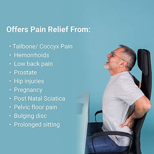  Grey Donut Pillow | Hemorrhoid Coccyx Tailbone Seat Cushion | Pain Relief | Premium Comfort | Contoured Cushion For Prostate, Pregnancy, Surgery, Post Natal Sciatica Relieves Pressure