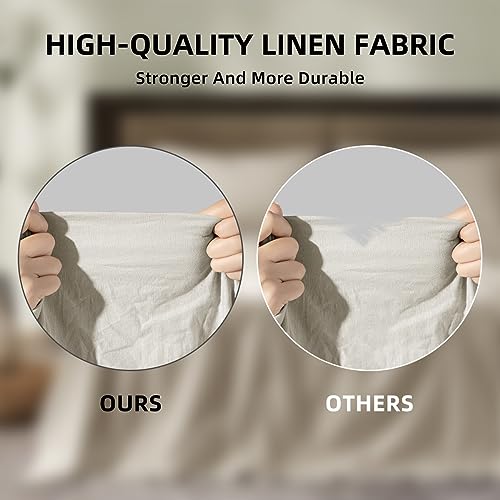  SONORO KATE 100% French Pure Linen Sheets, Breathable And Durable Line King Size Sheets, Anti-Tear Line Bed Sheets, Machine Washable, 16 Inch Deep Pocket - 4 Piece (Natural Linen, King)