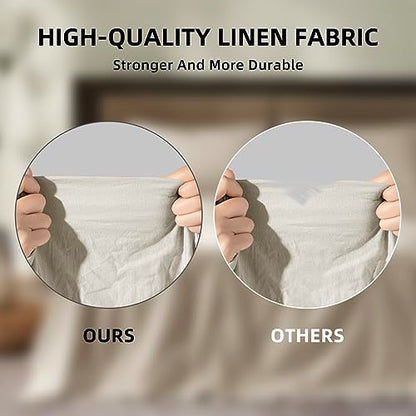  SONORO KATE 100% French Pure Linen Sheets, Breathable And Durable Line King Size Sheets, Anti-Tear Line Bed Sheets, Machine Washable, 16 Inch Deep Pocket - 4 Piece (Natural Linen, King)