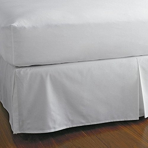Scala Plit Corner Tailored Bed Skirt 700 Thread Count Egyptian Cotton Solid White Queen (60" W X 80" L) With 17" Drop Length.
