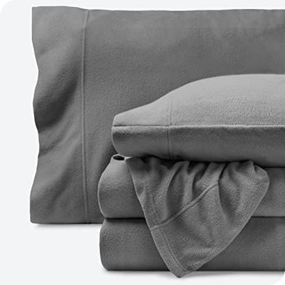  Bare Home Super Soft Fleece Sheet Set - Twin Extra Long Size - Extra Plush Polar Fleece, No-Pilling Bed Sheets - All Season Cozy Warmth (Twin XL, Grey)