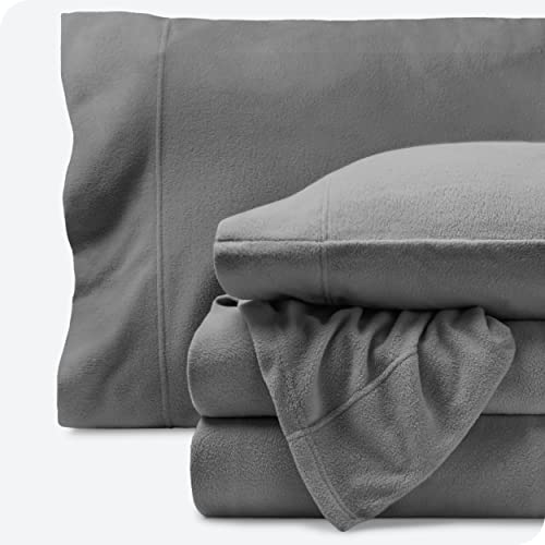  Bare Home Super Soft Fleece Sheet Set - Twin Extra Long Size - Extra Plush Polar Fleece, No-Pilling Bed Sheets - All Season Cozy Warmth (Twin XL, Grey)