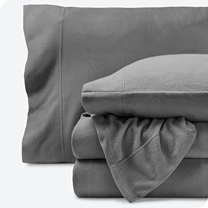  Bare Home Super Soft Fleece Sheet Set - Twin Extra Long Size - Extra Plush Polar Fleece, No-Pilling Bed Sheets - All Season Cozy Warmth (Twin XL, Grey)