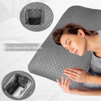  Wuronsa Ear Pillow With Ear Hole For CNH And Sore Ear Pain Ear Inflammation Pressure Sores, Ear Piercing Pillow For Side Sleepers Ear Guard Pillow|Support Earplugs For Sleep (Light Grey)