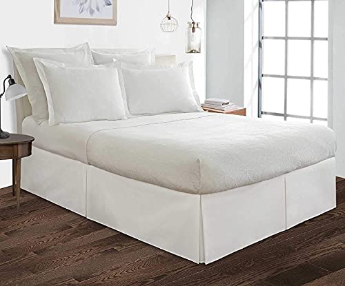  Skirt King Size Pleated Style By Comfort Beddings 100% Cotton Blend Fabric, Premium Tailored Fit 1pc Bedskirt King Size 18" Drop Length White Solid