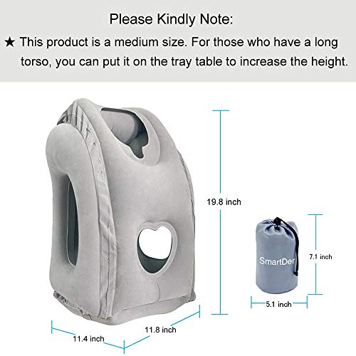  SmartDer Inflatable Travel Pillow, Airplane Pillow With Patented Valve Design, Travel Accessories With Neck And Head Support, Travel Pillows For Long Haul Flights, Cars, Buses, Trains, Office Napping