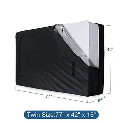  Mattress Bags For Moving, Twin Mattress Bags For Storage, Heavy Duty Mattress Bag With 8 Handles & Adjustable Straps, 100% Waterproof Mattress Cover For Moving, Reusable Thick Tarp, Black