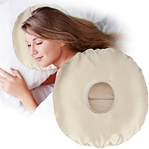  D. Cozy Ear Piercing Pillow For Side Sleepers CHN Pillow With Hole For Ear Pain Inflammation Pressure Sores Side Sleeping O-Shaped Donut Guard With Removable Cover Silk Gray