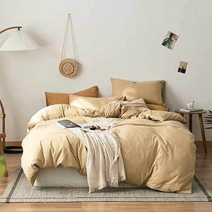  OTOB Green Jersey Duvet Cover Twin Comforter Cover Solid Aesthetic Bedding Set With 2 Pillowcases, 3pcs Jersey Knit Cotton Duvet Cover Set(Green,Twin)