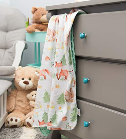  Honey Lemonade - Premium Soft Plush Lightweight Minky Dot Toddler Baby Newborn Blanket 30"x40" (Forest Friends Green)