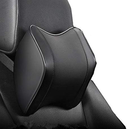  Ovyuzhen Car Neck Pillow, Car Neck Support Pillow For Relieving Neck Fatigue,100% Soft Memory Foam,Pu Leather,Ergonomic Design (Black, 1 Pcs)