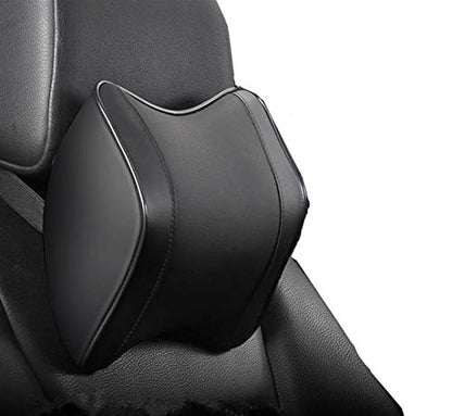  Ovyuzhen Car Neck Pillow, Car Neck Support Pillow For Relieving Neck Fatigue,100% Soft Memory Foam,Pu Leather,Ergonomic Design (Black, 1 Pcs)