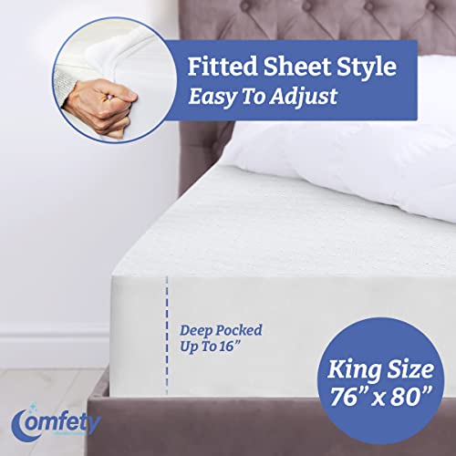  100% Waterproof Mattress Protector King Size Bed - Luxury Soft Bamboo Mattress Protector - Ultra Leak-Proof Shield Mattress Cover - Hypoallergenic, Breathable, Crinkle Free & Noiseless Mattress Cover