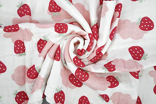  BambooCart Baby Muslin Quilt Comforter Toddler Cotton 47"x 47" Swaddle Blanket (Strawberry)