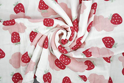  BambooCart Baby Muslin Quilt Comforter Toddler Cotton 47"x 47" Swaddle Blanket (Strawberry)