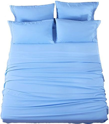  SONORO KATE Bed Sheets Set Sheets Microfiber Super Soft 1800 Thread Count Egyptian Sheets 16-Inch Deep Pocket Wrinkle- 6 Piece (King, Grey)