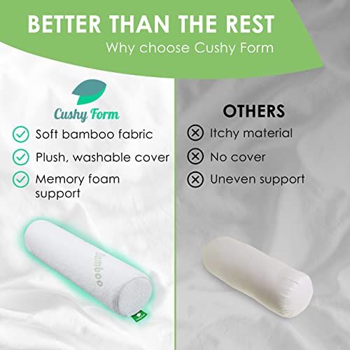  Thera Health Neck Roll Pillow - Viscose Of Bamboo Tube Pillow W/Washable Cover - Memory Foam Cylinder Pillows For Spine Discomfort, Yoga, Bed - Bolster Pillow & ﻿Travel Pillow