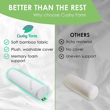  Thera Health Neck Roll Pillow - Viscose Of Bamboo Tube Pillow W/Washable Cover - Memory Foam Cylinder Pillows For Spine Discomfort, Yoga, Bed - Bolster Pillow & ﻿Travel Pillow