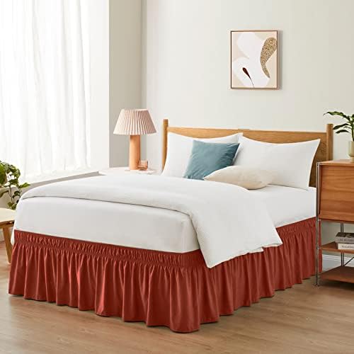  Teal Adjustable Bed Skirt For Full & Queen Size Bed - With 14 Inch Tailored Drop, Wrap Around Bed Skirts With Adjustable Elastic Belt For Easy Fitting - Wrinkle & Fade Resistant