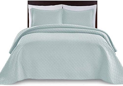  Bedding Oversize Lightweight 3 Piece Coverlet Set (Light Gray/Weaving, Queen)