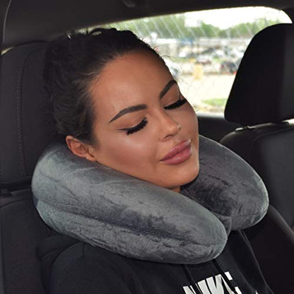  Wolf Essentials Adult Cozy Soft Microfiber Neck Pillow, Compact, Perfect For Plane Or Car Travel, Charcoal