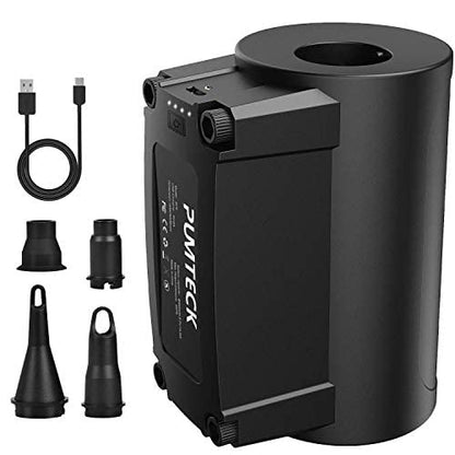  Air Pump For Inflatables, PUMTECK Electric Air Pump With 4 Nozzles, Rechargeable Battery Air Mattress Pump, Pool Toys, Air Mattress Beds, Boats, Swimming Ring, USB/4000mAh