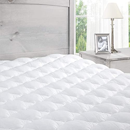  ExceptionalSheets Pillow Top Mattress Pad | Found In Marriott Hotels With Fitted Skirt And 18" Deep Pockets | Supportive Pillowtop Mattress Pad Cover With Additional Layer Of Cluster Fiber | Queen