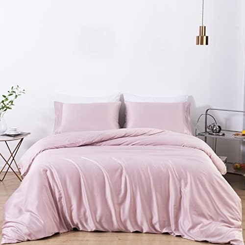  MISERRO Gray Duvet Cover Queen Size - Silky Soft For Hair And Skin Duvet Cover Set 3 Pieces With Zipper Closure, 1 Duvet Cover And 2 Pillow Shams