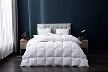  Winter Goose Feathers And Down Comforter Duvet Insert, 100% Cotton Cover, 58 Oz Fill Weight, Winter (California King)