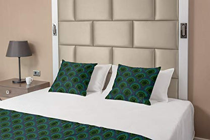  Ambesonne Skull Bed Runner Set, Geometric Skulls And Hearts Crosses Stitch Work Knitted Nordic Pattern Print, Decorative Bedding Scarf And 2 Pillow Shams For Hotels Homes, King, Grey Red Coconut