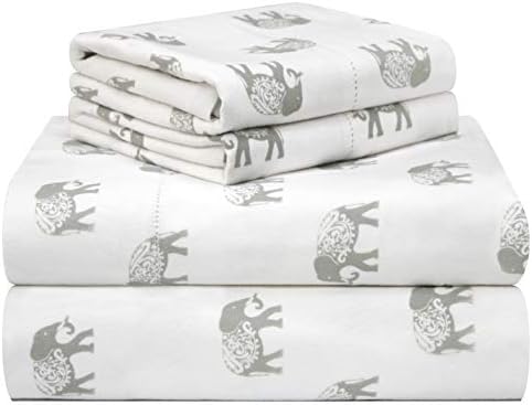  Pointehaven 180 GSM Velvet Feel Luxury 100% Cotton Printed Flannel Sheet Set,4PCS, Queen, Cats - Warm & Cozy - Pre-Shrunk -Deep Pockets - Elastic All Around-Comfy Double Brushed -