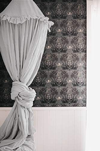 YIUOR Kids Bed Canopy With Frills Cotton Cover Net For Baby Crib Reading Nook Curtain Hideaway Hanging Round Tent Nursery Bedding Play Room Decor