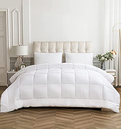  Down Alternative Comforter Queen Size, Ultra Soft Duvet Insert With Corner Tabs, Fluffy Warm All Season Quilted Soft Reversible Hotel Collection, White