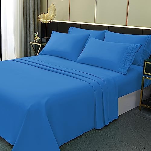  LONAVA King Size Sheets Set - 6 Piece Set Wrinkle Free Hotel Luxury Oeko-TEX Sheets And Pillowcases Set, Silky Soft Microfiber Bed Sheets, Breathable And Elastic, 16-Inch Deep Pockets, Gray