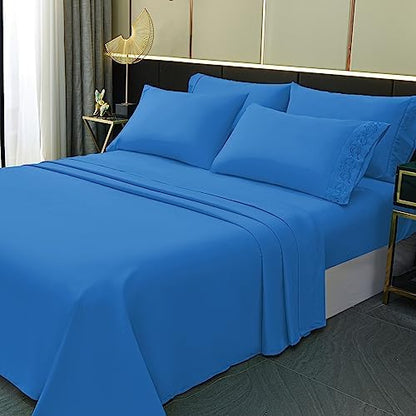  LONAVA King Size Sheets Set - 6 Piece Set Wrinkle Free Hotel Luxury Oeko-TEX Sheets And Pillowcases Set, Silky Soft Microfiber Bed Sheets, Breathable And Elastic, 16-Inch Deep Pockets, Gray