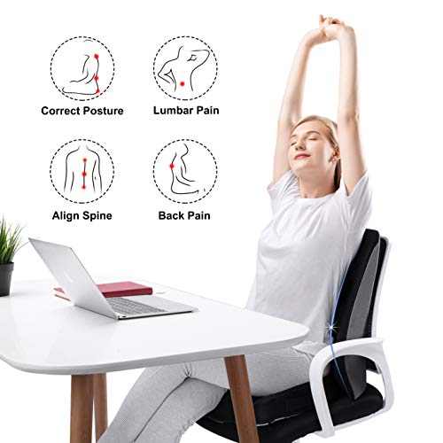  OVEYNERSIN Lumbar Pillow, Comfortable Lumbar Support Pillow, Office Car Seat Cushion, Memory Foam Back Cushion With Breathable Mesh For Relieves Back, Hip, Tailbone, Sciatica Pain